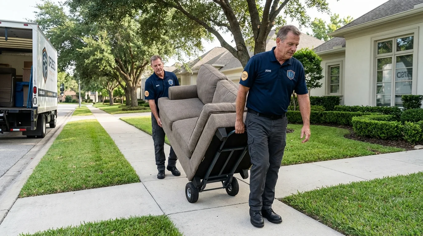 Local residential moving crew loading furniture in Madison, NE